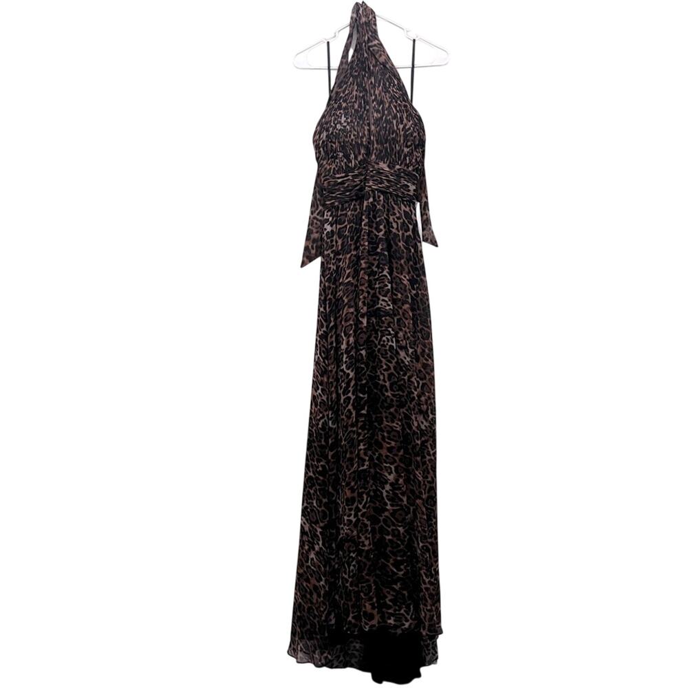 Mac Duggal 67360 Tie Halter Backless Dress Cheetahlicious Size 0 New Mobwife - Picture 2 of 9